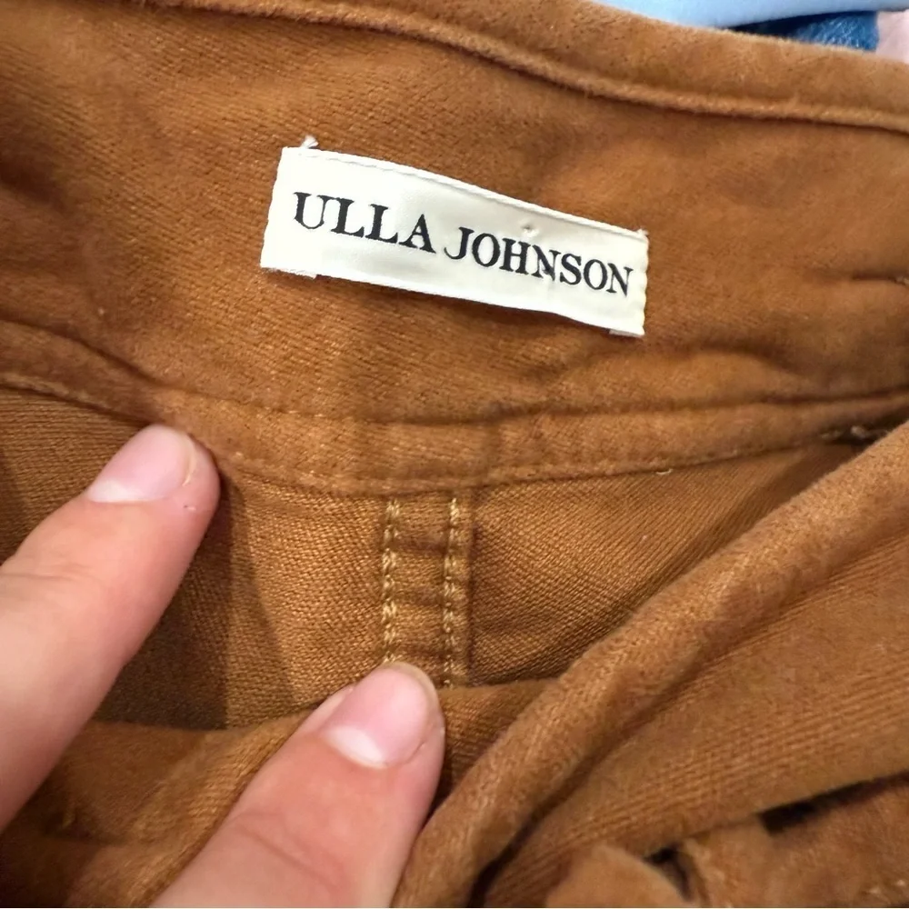 Ulla Johnson Pants Moleskin Sabi Straight Leg Belted in Tobacco Brown